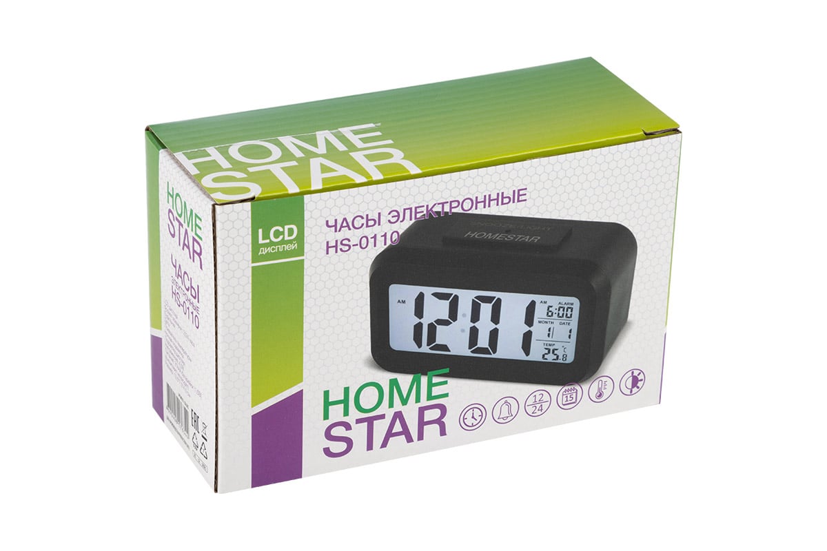 Электронные часы HomeStar HS-0110 черные 104305 - выгодная цена, отзывы,  характеристики, фото - купить в Москве и РФ