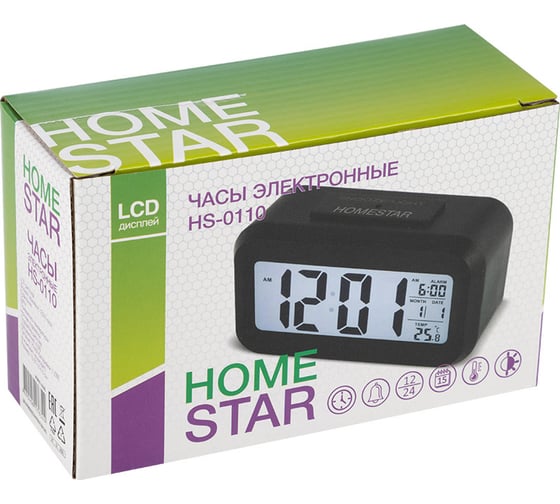 Электронные часы HomeStar HS-0110 черные 104305