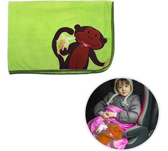 Плед-подушка Little car Monkey 100x80 зеленый 114382 1