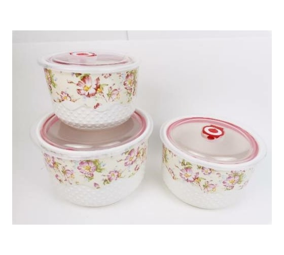 Керамические контейнеры Bikson 3 шт 13x9 см, 148x10 см, 17x12 см ТП1436