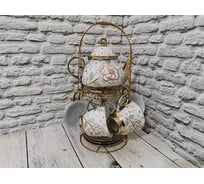 Чайный набор Bikson 14 предметов на металлическом стенде с золотом WSH1110105-14 ПС6422