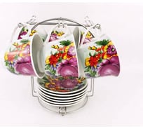 Чайный сервиз Bikson 6 предметов на металлическом стенде set 25 ТП16001