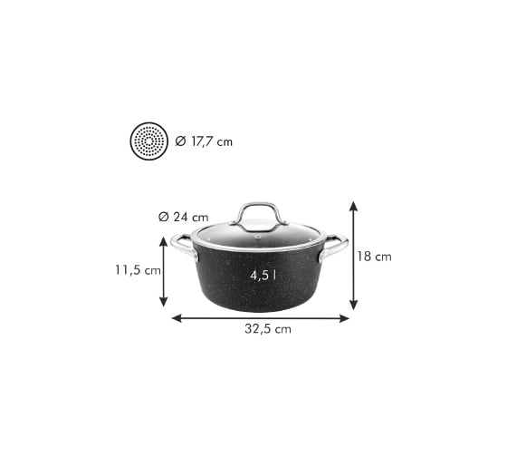 Кастрюля Tescoma PRESIDENT Stone с крышкой диаметр 24 см, 4.5 л 780335