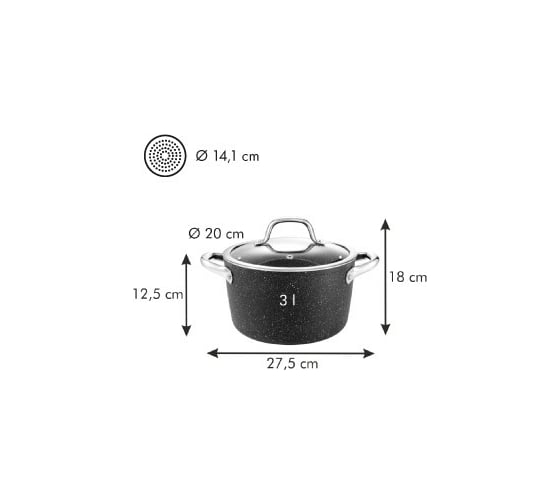 Кастрюля Tescoma PRESIDENT Stone с крышкой диаметр 20 см 3.0 л 780323
