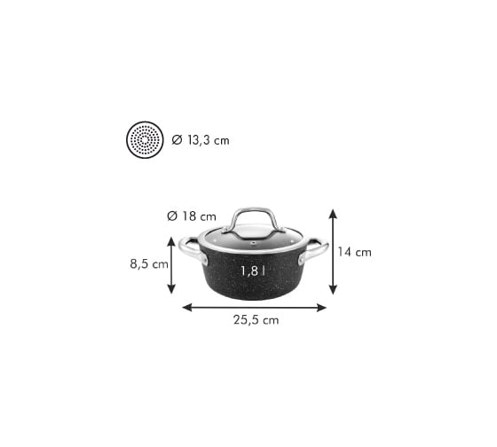 Кастрюля Tescoma PRESIDENT Stone с крышкой диаметр 18 см, 1.8 л 780332