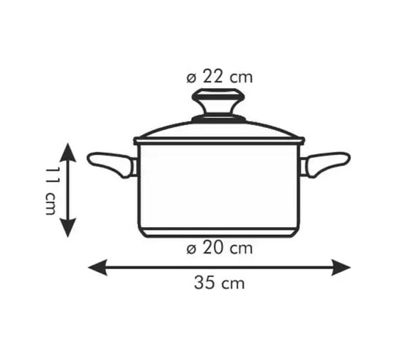 Кастрюля Tescoma PRESTO с крышкой, диаметр 22 см 4.0 л 728222