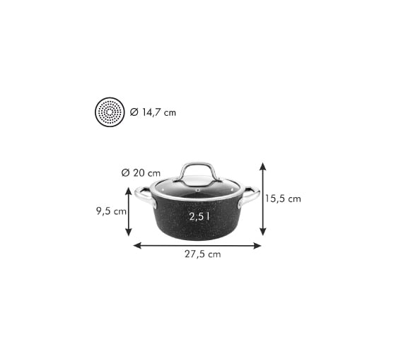 Кастрюля Tescoma PRESIDENT Stone с крышкой диаметр 20 см, 2.5 л 780333