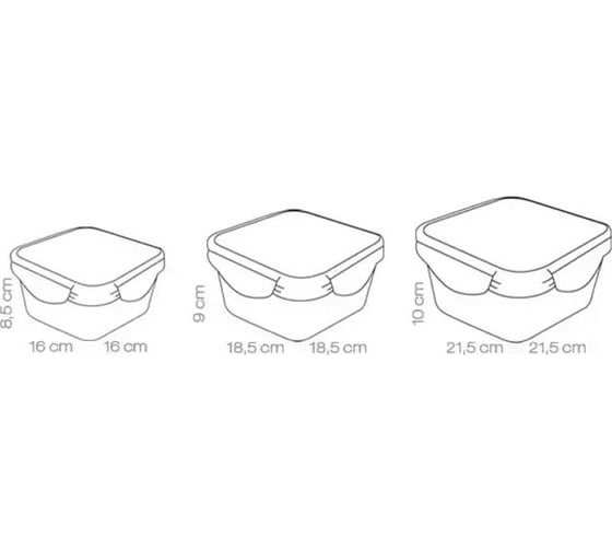 Контейнер Tescoma FRESHBOX 3 шт, 1,2, 2,0 3,0 л, квадратный 892042