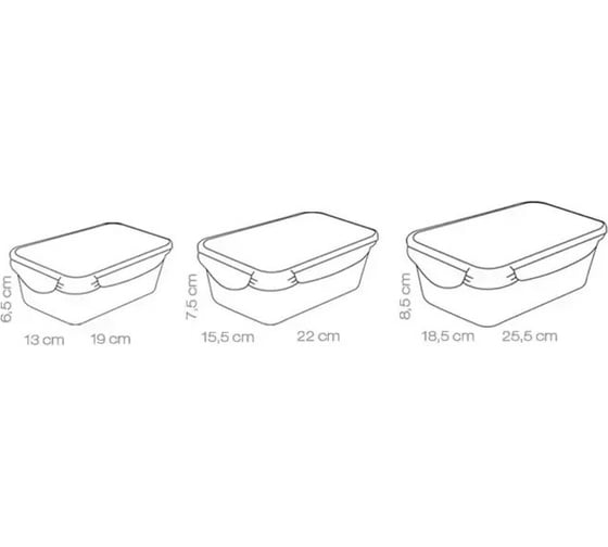 Контейнер Tescoma FRESHBOX 3 шт, 1,0, 1,5, 2,5 л, прямоугольный 892092