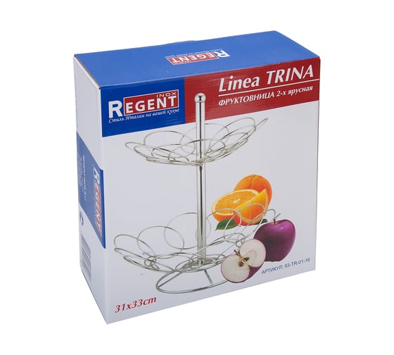 Фруктовница Regent inox Linea TRINA двухъярусная 31x33 см 93-TR-01-16