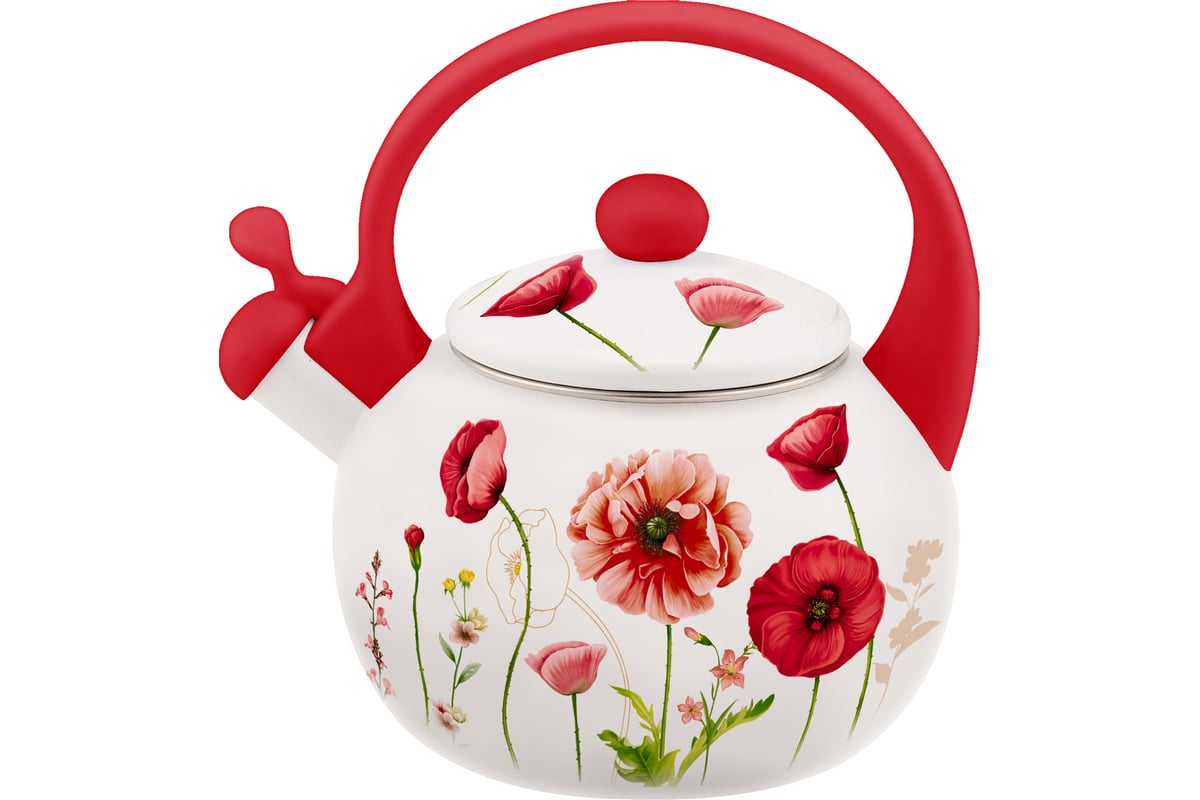 Эмалированный чайник appetite Алые маки 2 л со свистком FT7-AM ...