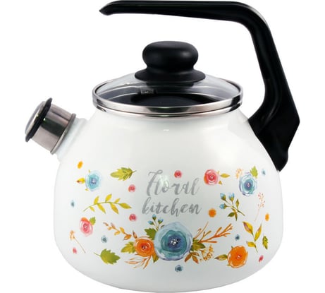 Эмалированный чайник appetite Floral kitchen 3 л со свистком 4с209я Floral