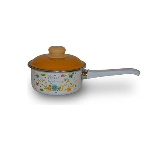 Эмалированный ковш appetite Floral kitchen 1 л цилиндрический с крышкой 6RB144M