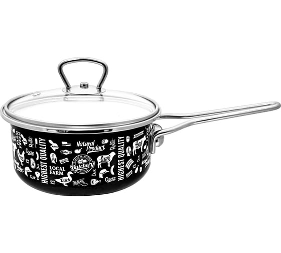 Эмалированный ковш appetite Ferma 1.5 л цилиндрический стеклянная крышка 8SB168S Ferma