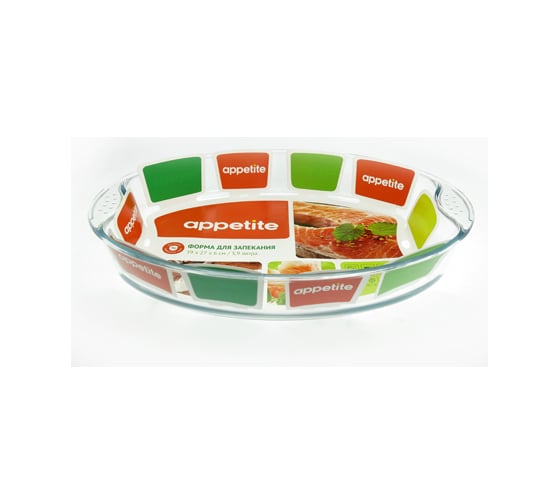Стеклянная овальная форма appetite 39x27x6 см 3.9 л с ручкой PLH9