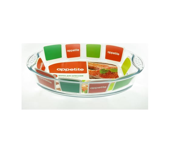 Стеклянная овальная форма appetite 35x24x6 см 2.9 л с ручкой PLH10