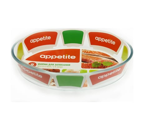 Стеклянная овальная форма appetite 30x21x6 см 2.4 л PL11