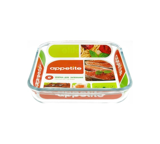 Стеклянная квадратная форма appetite 24x22x5 см 1.8 л PL3