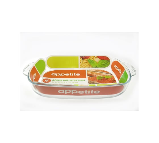 Стеклянная прямоугольная форма appetite 41x26x6 см 3.9 л с ручкой PLH4 1