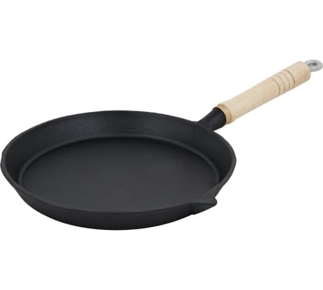 Сковорода MYRON COOK чугун деревянная ручка 28,5 см MC2286