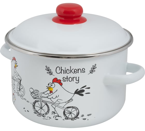 Цилиндрическая эмалированная кастрюля Food Atelier Chickens’stories 4 л 1RD201M Chickens
