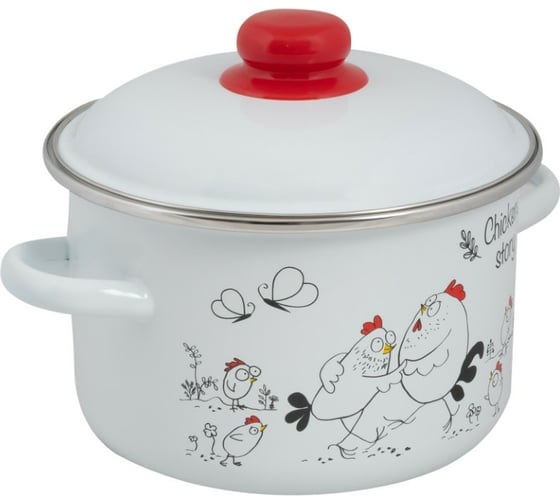 Цилиндрическая эмалированная кастрюля Food Atelier Chickens’stories 3 л 1RD181М Chickens