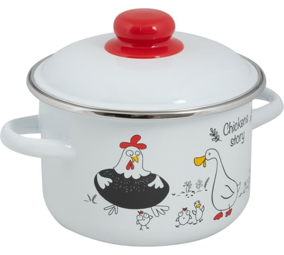 Цилиндрическая эмалированная кастрюля Food Atelier Chickens’stories 2 л 1RD161M Chickens