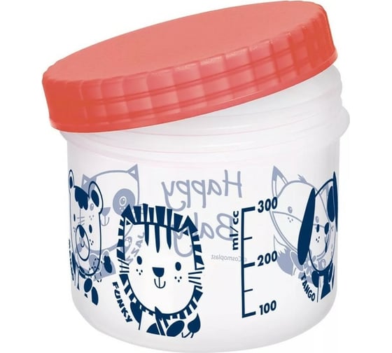 Банка COSMOPLAST с винтовой крышкой с мерным делением, 0.5 л, диаметр 10 см, высота 9 см, пластик 2035