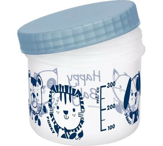 Банка COSMOPLAST с винтовой крышкой с мерным делением, 0.5 л, диаметр 10 см, высота 9 см, пластик 2035