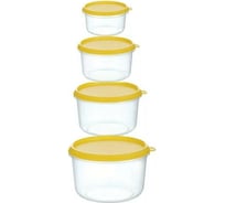 Набор контейнеров COSMOPLAST 4 шт, круглые 0.5 л, 1 л, 1.5 л, 3 л, пластик, цвет ассорти 2332