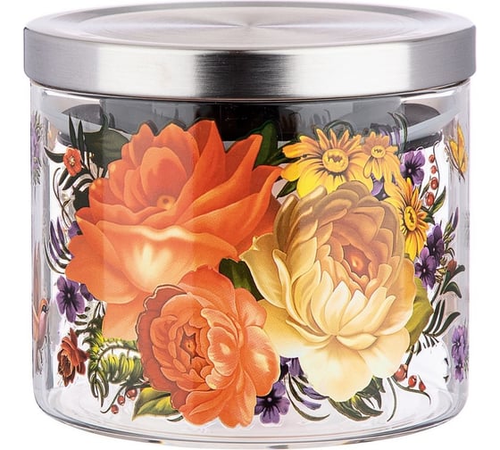 Емкость для сыпучих продуктов Agness РОСКОШНЫЙ САД 520 мл, боросиликатное стекло 887-128 1