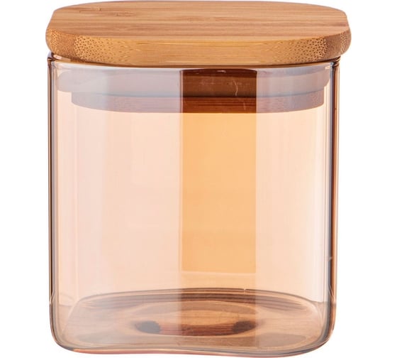 Емкость для сыпучих продуктов Agness AMBER 370 мл, 8x8x8 см, цвет: янтарный 889-147 1