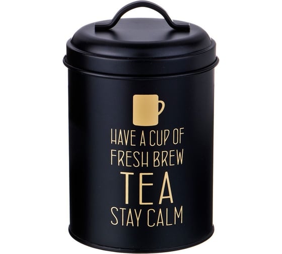Емкость для сыпучих продуктов Agness ЧЕРНОЕ ЗОЛОТО ЧАЙ диаметр 11 см, высота 15.5 см 790-162 1