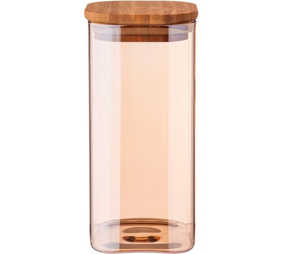 Емкость для сыпучих продуктов Agness AMBER 800 мл, 8x8x17 см, цвет: янтарный 889-145