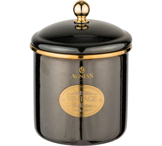 Банка для сыпучих продуктов Agness ТЮДОР эмалированная,12x12 см, 1.2 л 950-260