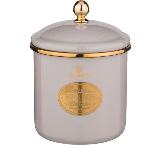 Банка для сыпучих продуктов Agness ТЮДОР эмалированная, 12x12 см, 1.2 л 950-305
