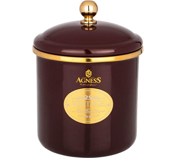 Банка для сыпучих продуктов Agness ТЮДОР эмалированная, 12x12 см, 1.2 л 950-335 1