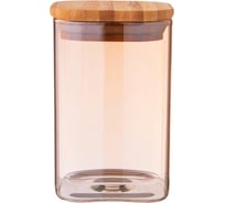 Емкость для сыпучих продуктов Agness AMBER 580 мл, 8x8x12 см, цвет: янтарный 889-146
