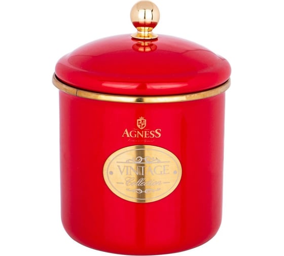 Банка для сыпучих продуктов Agness ТЮДОР эмалированная, 12x12 см, 1.2 л 950-357 1