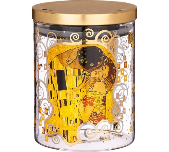 Емкость для сыпучих продуктов Agness ПОЦЕЛУЙ Г. КЛИМТ 850 мл, боросиликатное стекло 887-139 1