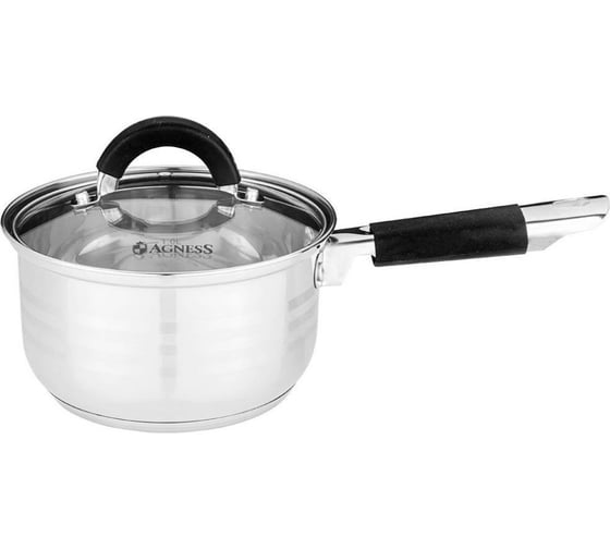 Ковш Agness CLASSIC со стеклянной крышкой, 1.7 л, 16х9.5 см 937-415 1