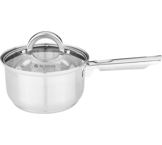 Ковш Agness CLASSIC со стеклянной крышкой, 1.7 л, 16х9.5 см 937-405 1