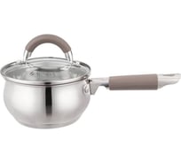 Ковш Agness APPLE со стеклянной крышкой, 1.0 л, 14x7.5 см, цвет: кофейный 937-370
