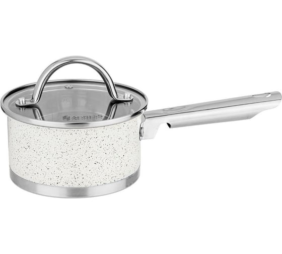 Ковш Agness АРКТИК со стеклянной крышкой, нержавеющая сталь, 1.0 л, 14x7.5 см 937-332 1