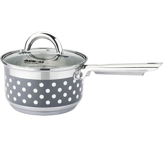 Ковш Agness APPLE со стеклянной крышкой, 1.0 л, 14x7.5 см 937-350 1
