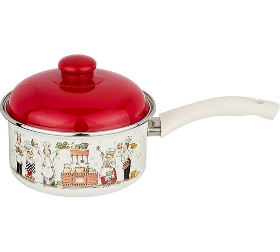 Ковш Agness BELLISIMO эмалированный пластик, с ручкой, 1.5 л, диаметр 16 см 951-025