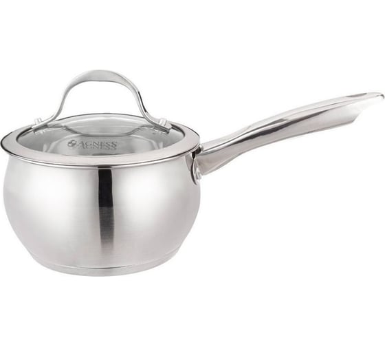 Ковш Agness APPLE со стеклянной крышкой, 1.9 л, 16x9.5 см, цвет: серый 937-361 1