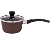 Ковш Agness ШОКОЛАД с антипригарным покрытием и стеклянной крышкой, 600 мл, 12х6 см 906-238