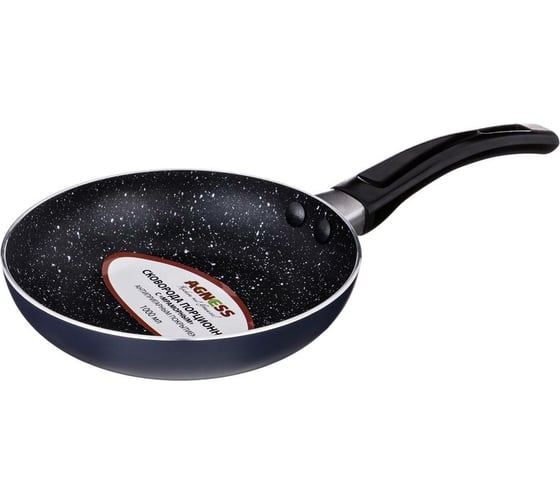 Порционная сковорода Agness BLACK MARBLE с мраморным антипригарным покрытием 14x3 см без упаковки 906-230