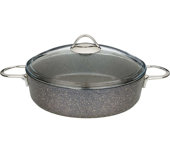 Сотейник Agness GRANITE со стеклянной крышкой и антипригарным мраморным покрытием, 4,1 л 952-032